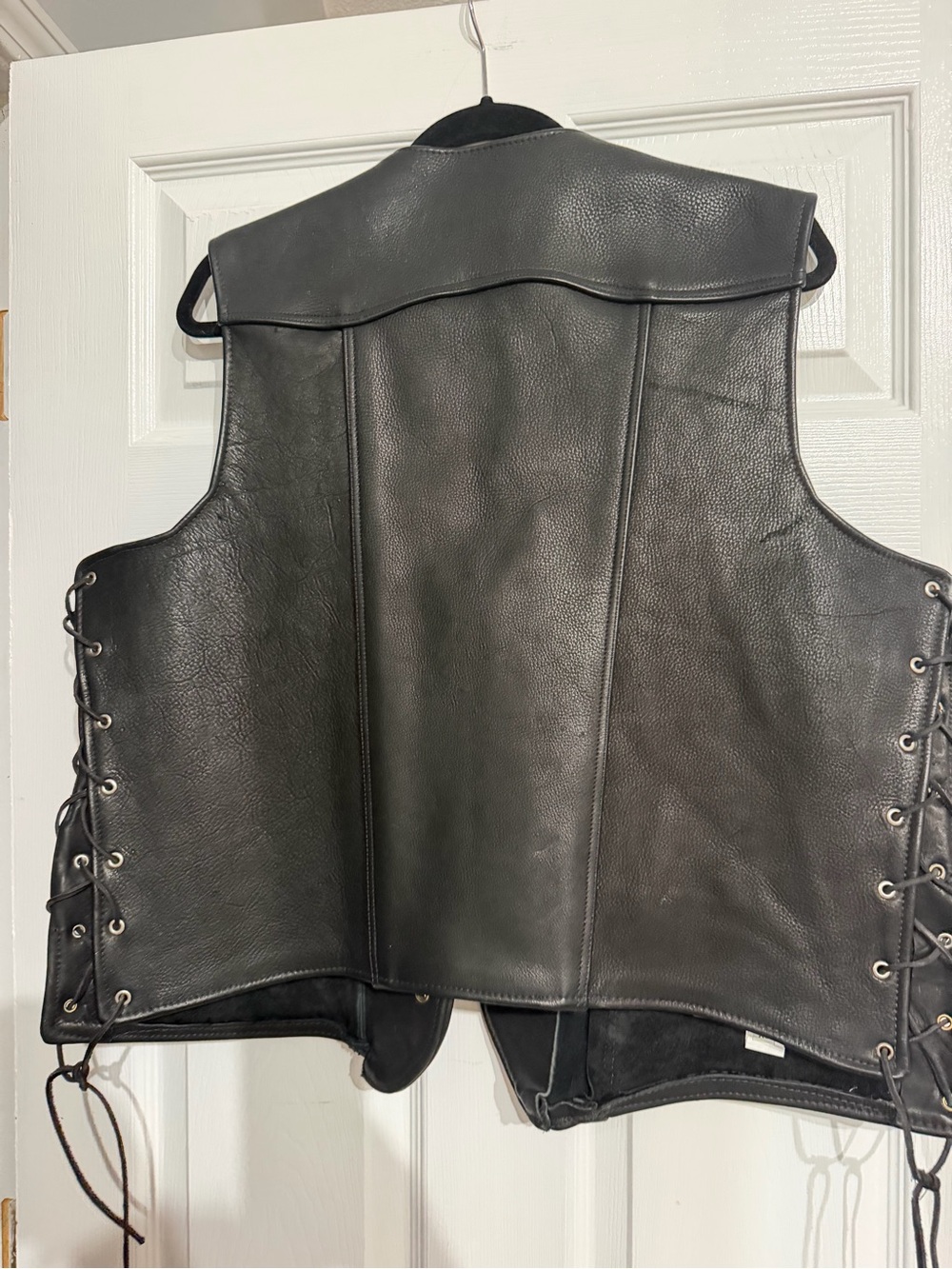 Kerr leather Black buffalo nickel  Lace-Up Motorcycle Vest - Picture 5 of 6
